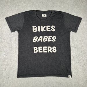 Iron & Resin Shirt Mens Medium Gray Bikes Babes Beers Spellout‎ Casual USA Made